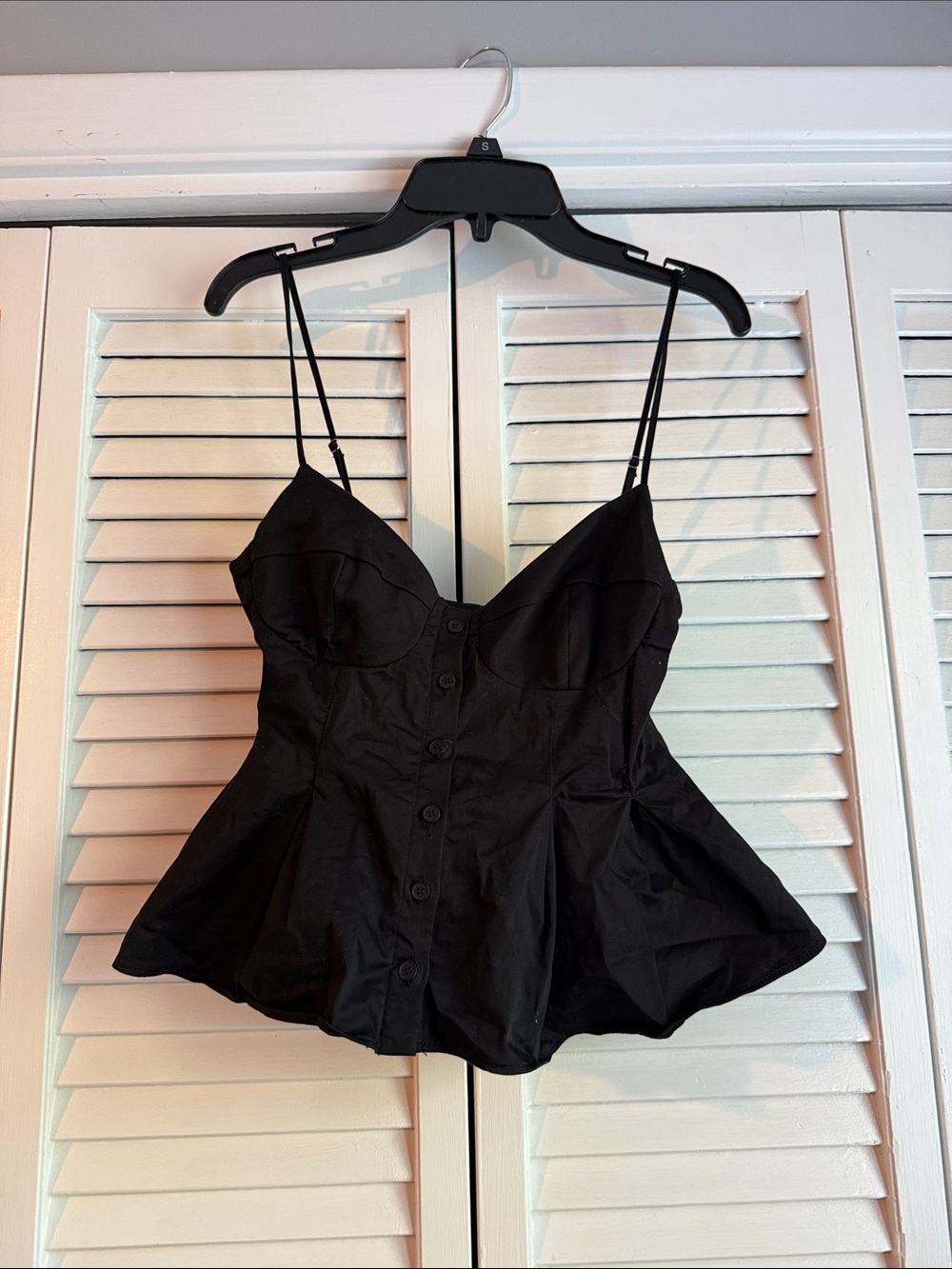 Zara Black Button-Front Peplum Cami